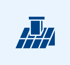 Group 13 Icon of a stylized blue train on rails, viewed from the front against a light blue background.